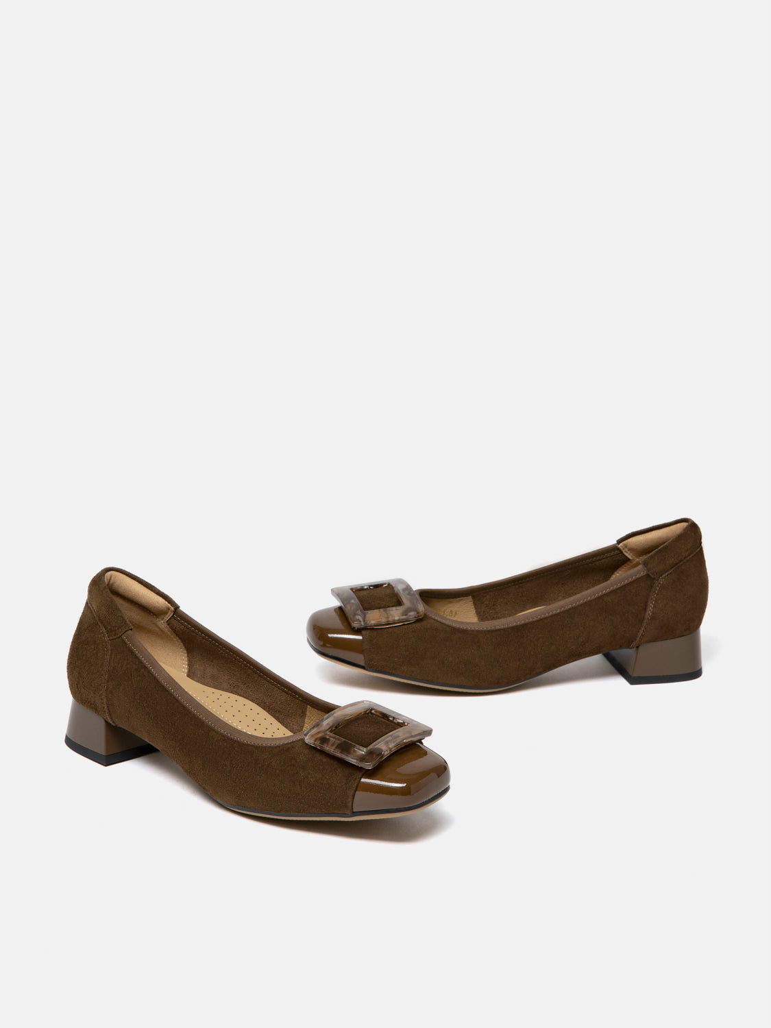 PAZZION, Patricia Buckle Heels - Brown, Brown