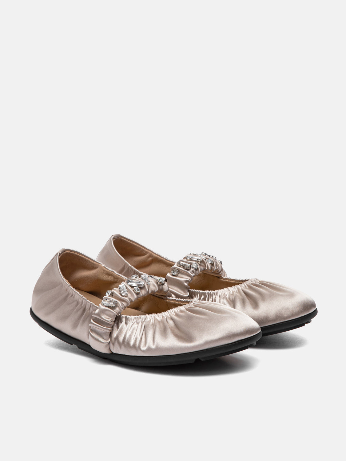 PAZZION, Pavienne Crystal Embellished Silk Mary Janes, Champagne
