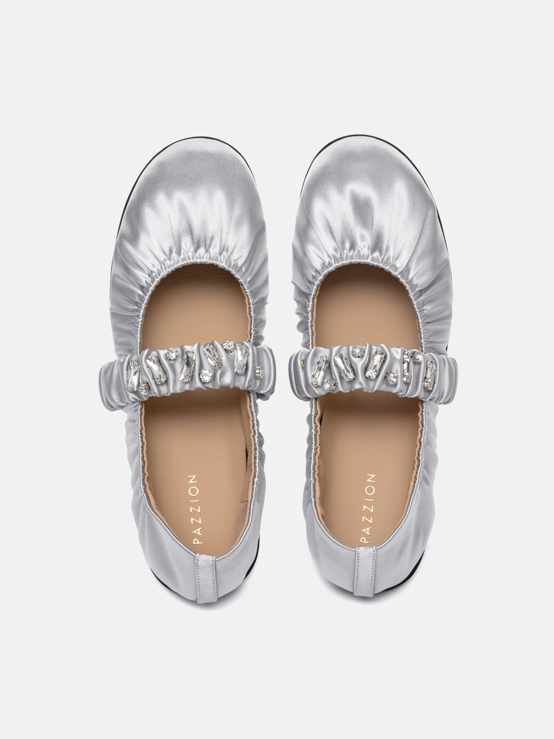 PAZZION, Pavienne Crystal Embellished Silk Mary Janes, Silver