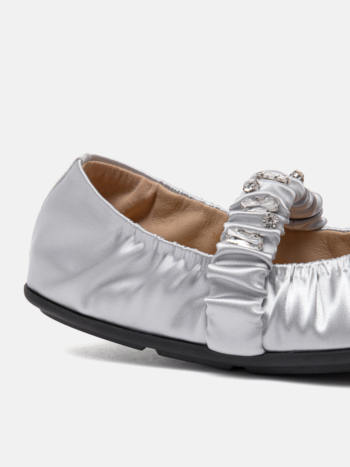 PAZZION, Pavienne Crystal Embellished Silk Mary Janes, Silver