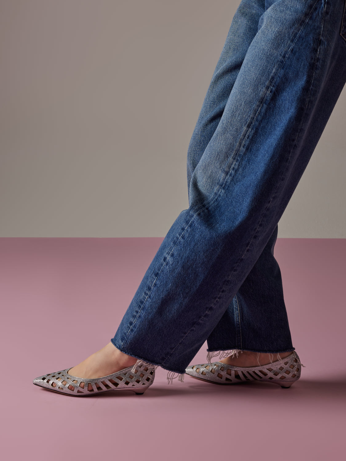 PAZZION, Pavienne Crystal Woven Flats, Silver