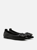 PAZZION, Pearly Diamante Pointed Flats, Black