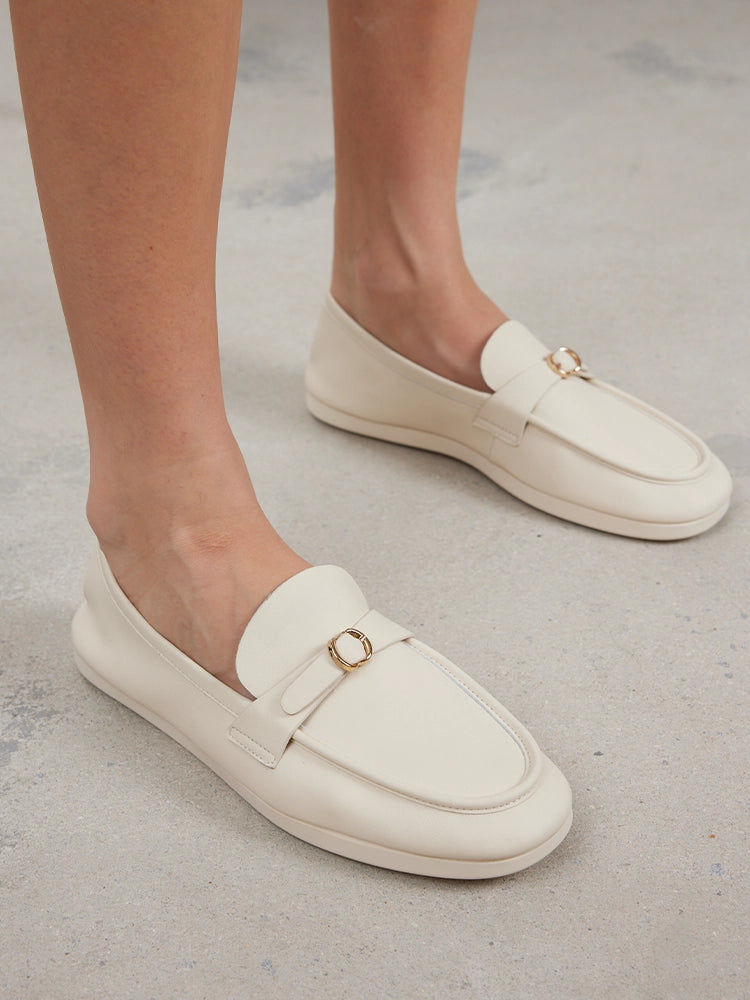 PAZZION, Perevelle Leather Loafers, Beige