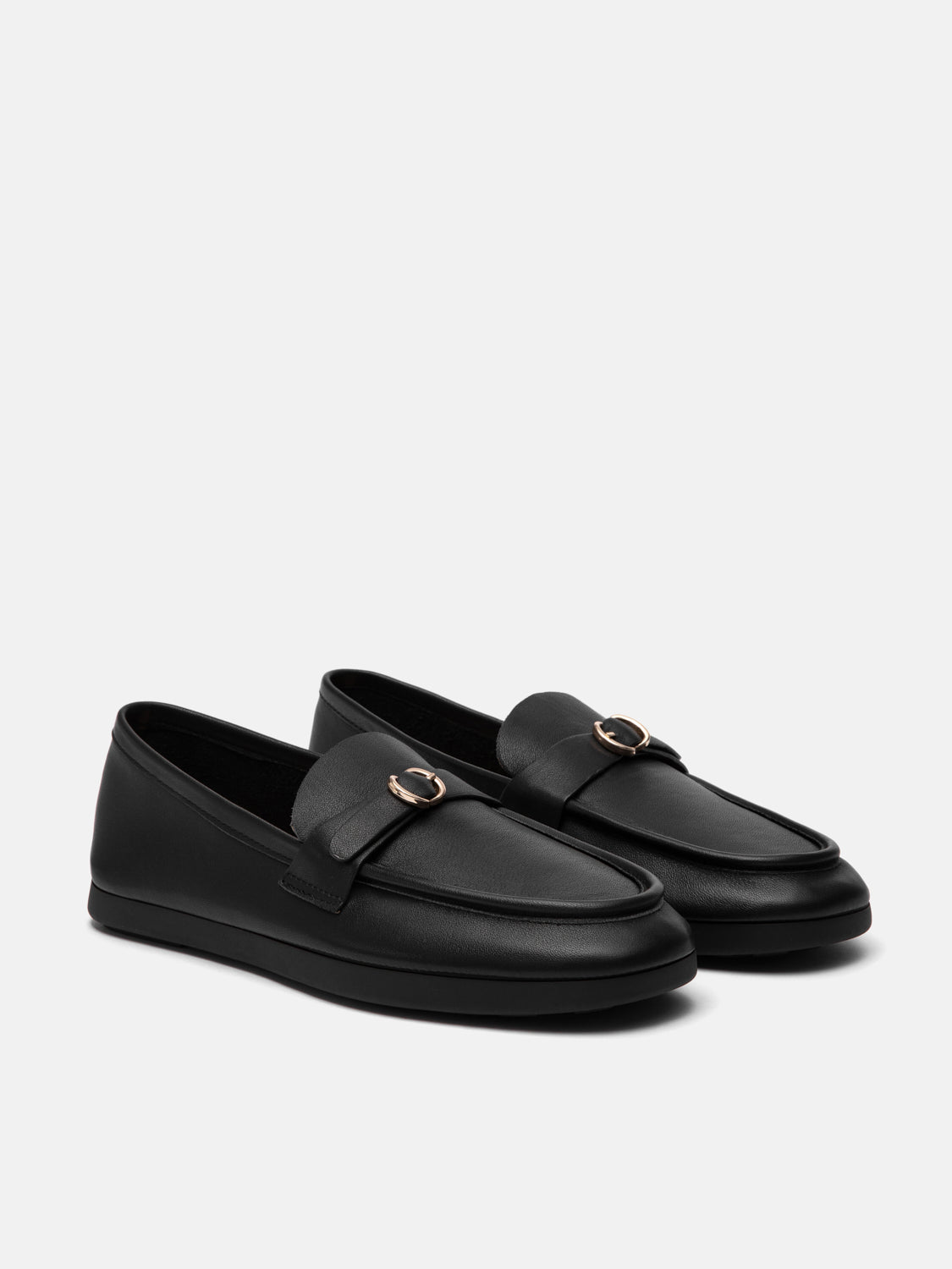 PAZZION, Perevelle Leather Loafers, Black