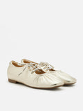 PAZZION, Pernille Metallic Lace-Up Flats, Gold