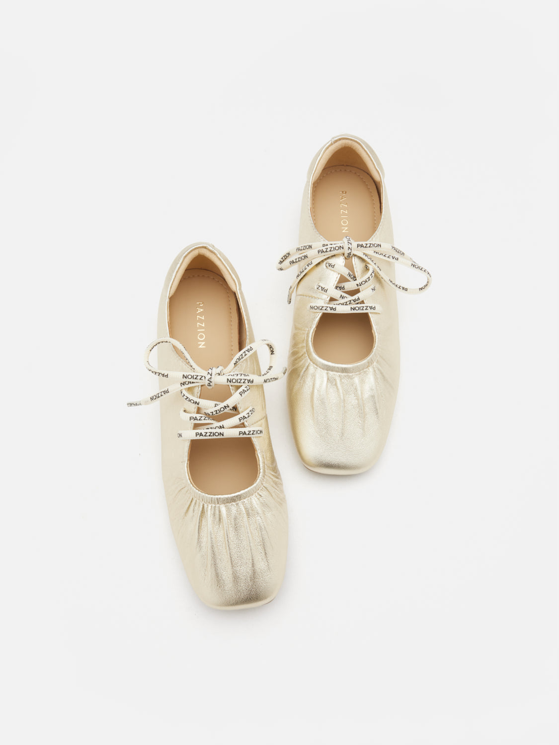 PAZZION, Pernille Metallic Lace-Up Flats, Gold
