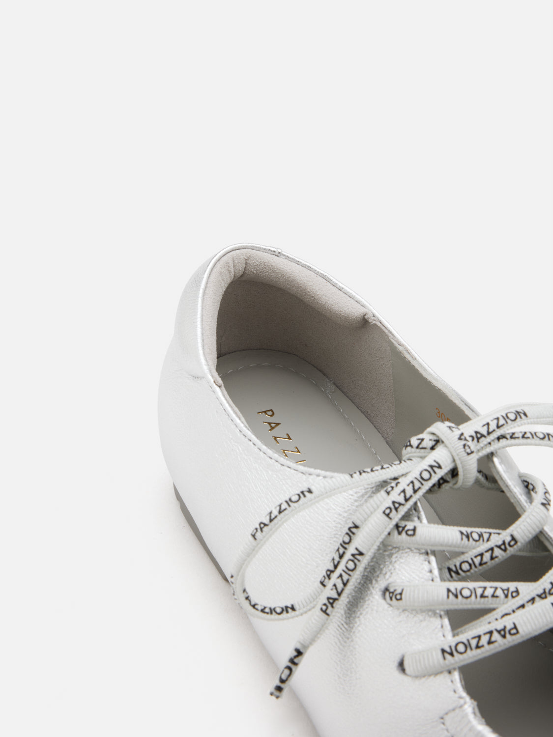 PAZZION, Pernille Metallic Lace-Up Flats, Silver