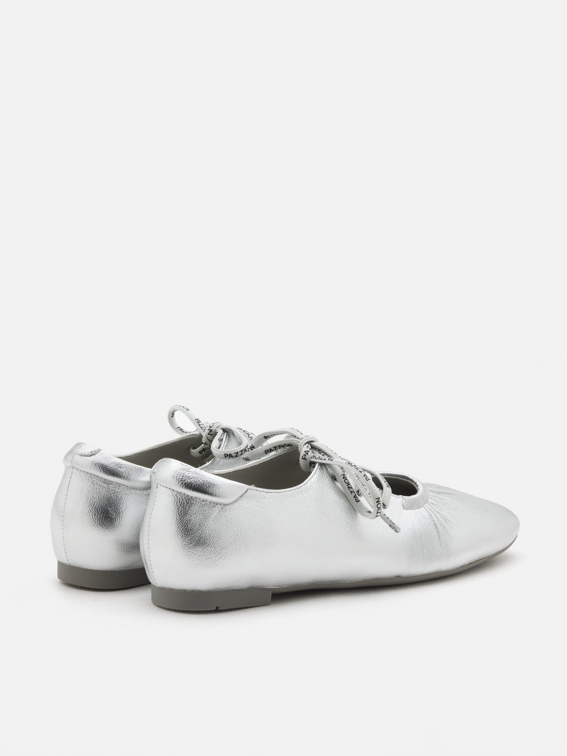 PAZZION, Pernille Metallic Lace-Up Flats, Silver