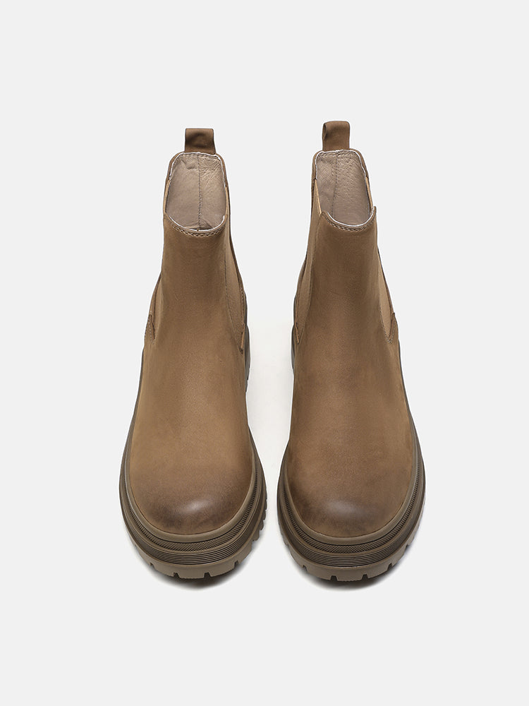 PAZZION, Petra Leather Ankle Boots, Khaki