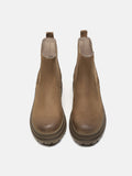 PAZZION, Petra Leather Ankle Boots, Khaki