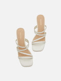 PAZZION, Phillis Braided Strap Sandal Heels, Beige