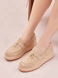 PAZZION, Phoenix Knot Detail Suede Espadrille Wedges, Almond