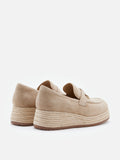 PAZZION, Phoenix Knot Detail Suede Espadrille Wedges, Almond