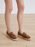PAZZION, Phoenix Knot Detail Suede Espadrille Wedges, Brown