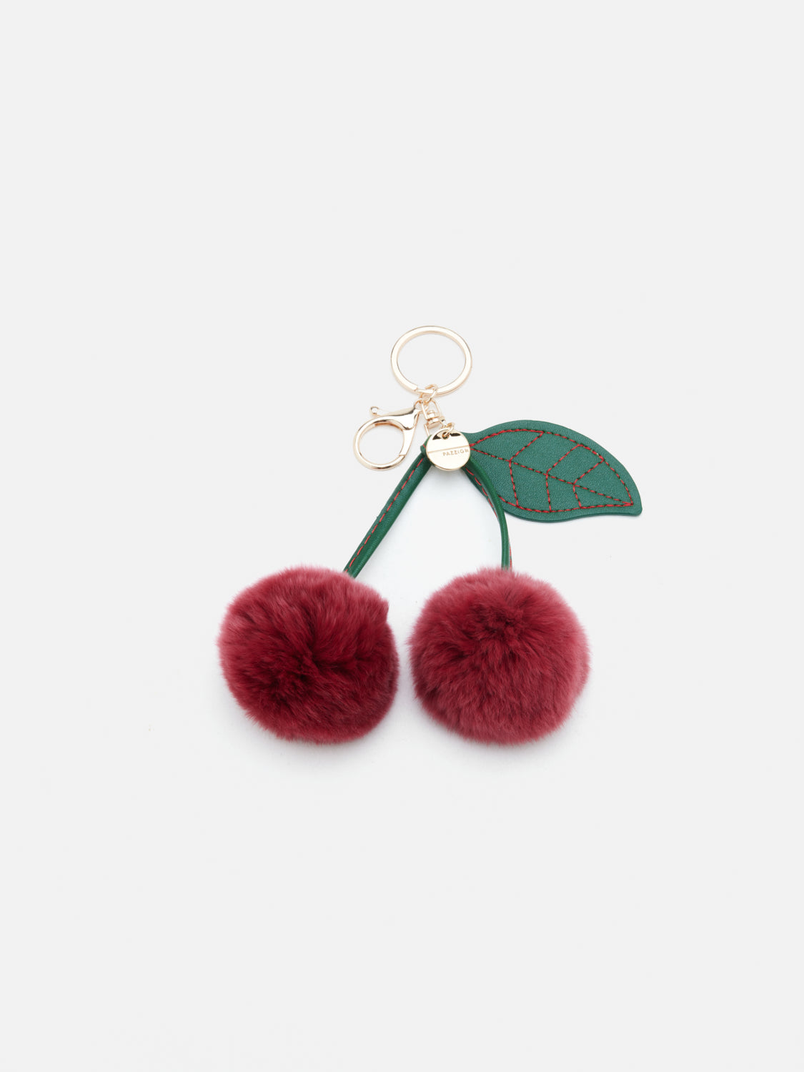PAZZION, Pom Pom Cherry Keychain, Wine