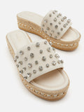 PAZZION, Poppy Studded Wedges, Beige