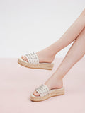 PAZZION, Poppy Studded Wedges, Beige