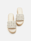 PAZZION, Poppy Studded Wedges, Beige