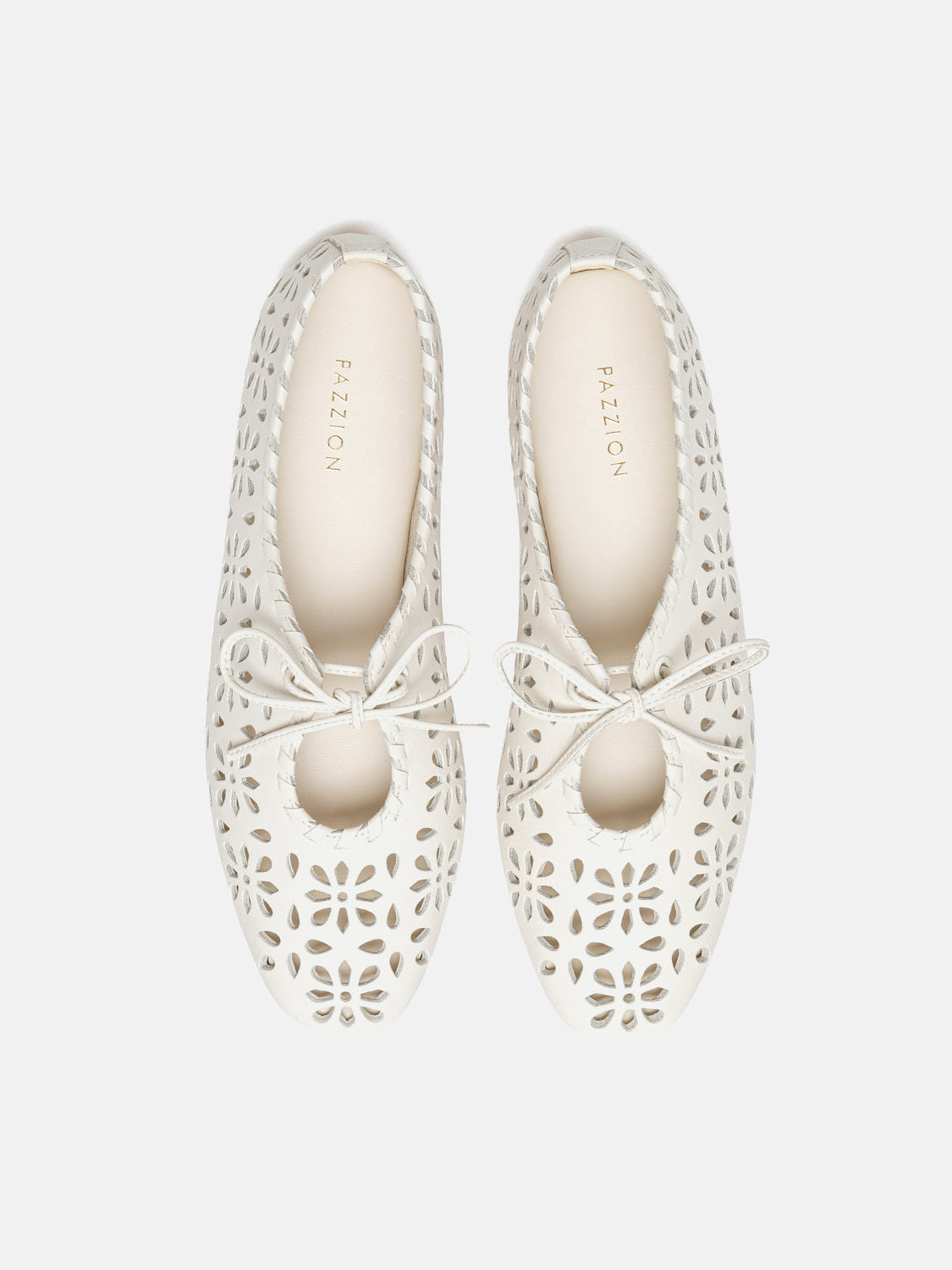 PAZZION, Quenara Floral Cutout Leather Flats, Beige