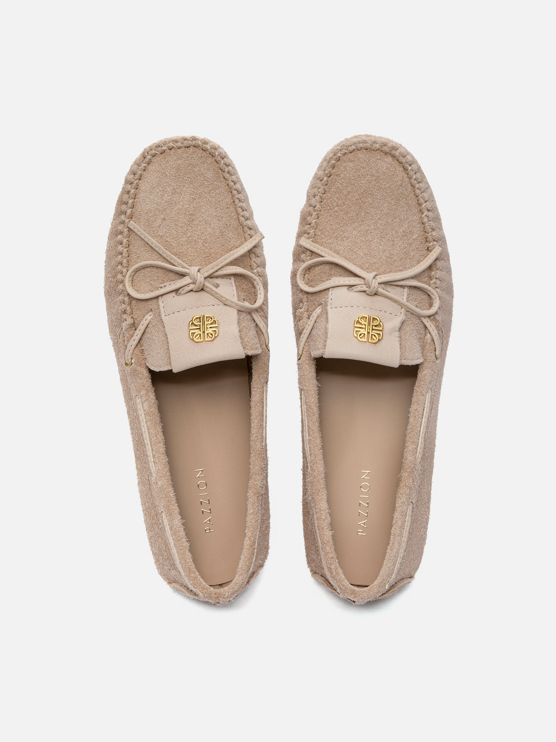 PAZZION, Querissa Bow-Tied Suede Loafers, Almond