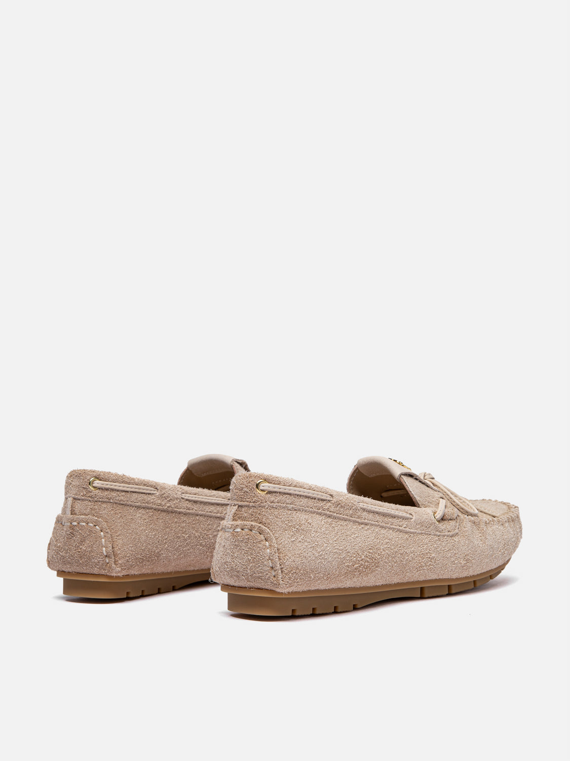 PAZZION, Querissa Bow-Tied Suede Loafers, Almond
