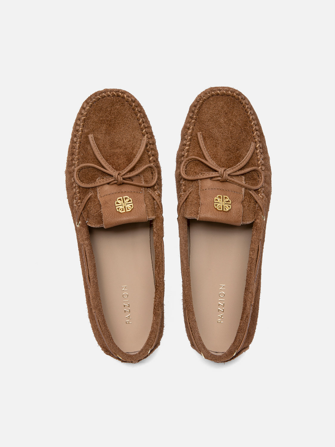 PAZZION, Querissa Bow-Tied Suede Loafers, Brown