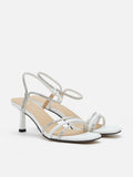 PAZZION, Quinella Crystal Embellished Sandal Heels, Beige