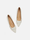 PAZZION, Quirielle Textured Pointed Toe Leather Heels, Beige