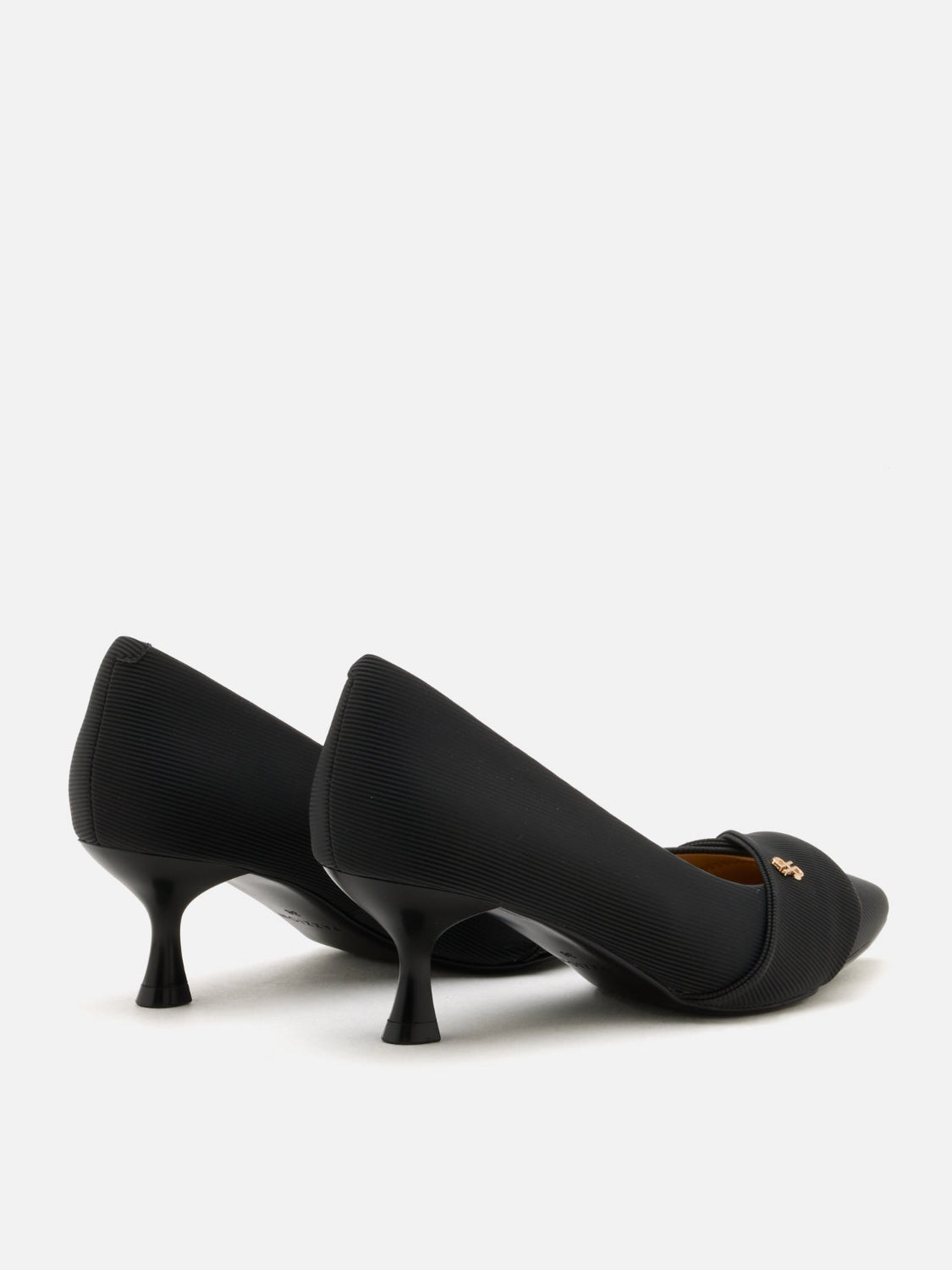 PAZZION, Quirielle Textured Pointed Toe Leather Heels, Black