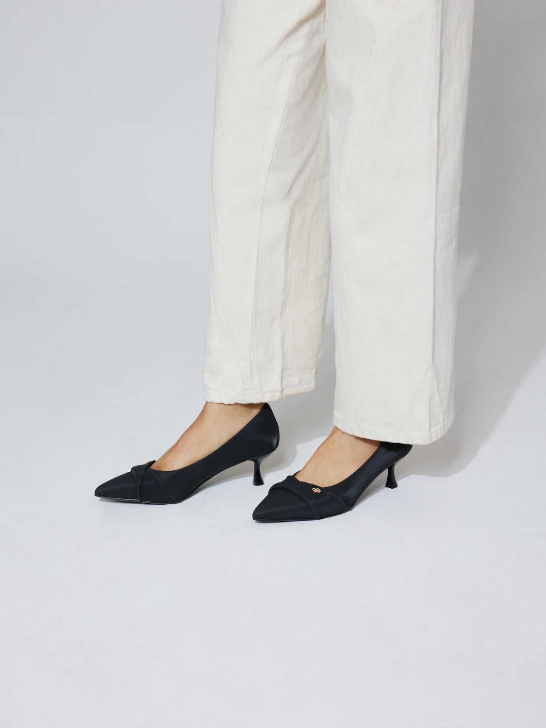 PAZZION, Quirielle Textured Pointed Toe Leather Heels, Black