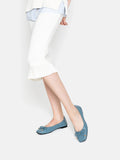 PAZZION, Raelynn Bow Square-Toe Covered Flats, Blue