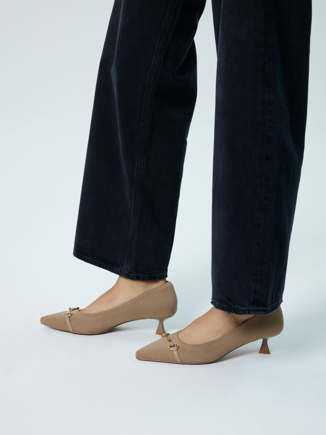 PAZZION, Ravessa Flyknit Pointed Toe Heels, Almond