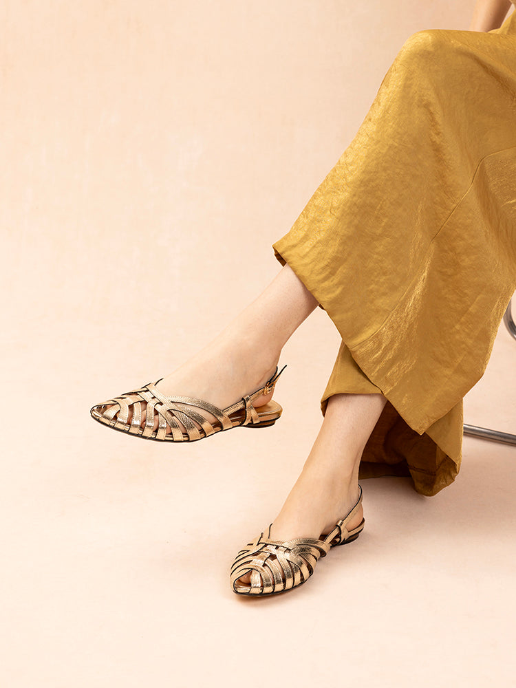 Metallic slingback flats clearance