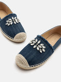 PAZZION, Regina Crystal Embellished Denim Espadrilles, Blue