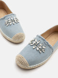 PAZZION, Regina Crystal Embellished Denim Espadrilles, Lightblue