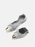 PAZZION, Reign Metal Toe Cap Bow Foldable Flats, Grey
