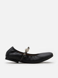 PAZZION, Reiley Floral Accented Chain-Strap Mary Janes, Black