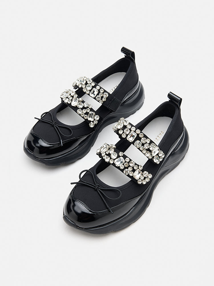 Renae Diamante Embellished Bow Sneakers PAZZION