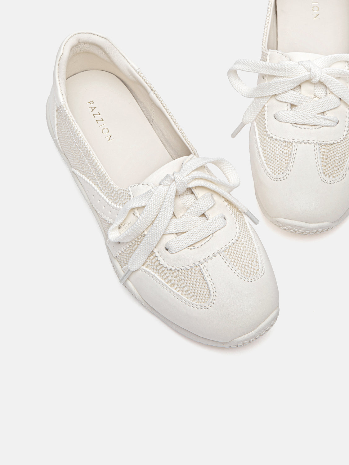PAZZION, Renee Tweed Leather Flats, White
