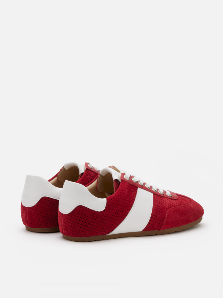 PAZZION, Renoir Suede Color Blocked Sneakers, Red