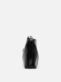 PAZZION, Rexine Textured Buckle Shoulder Bag, Black