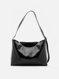PAZZION, Rexine Textured Buckle Shoulder Bag, Black
