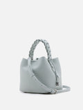 PAZZION, Reza Braided Handle Bucket Bag, Blue