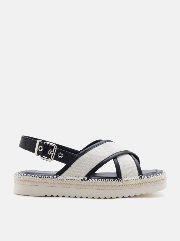 PAZZION, Riva Cross-Strap Espadrille Sandals, Black