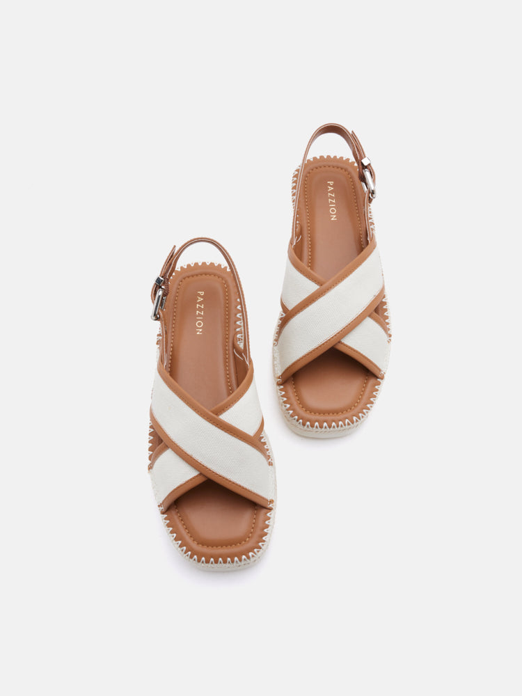 PAZZION, Riva Cross-Strap Espadrille Sandals, Brown