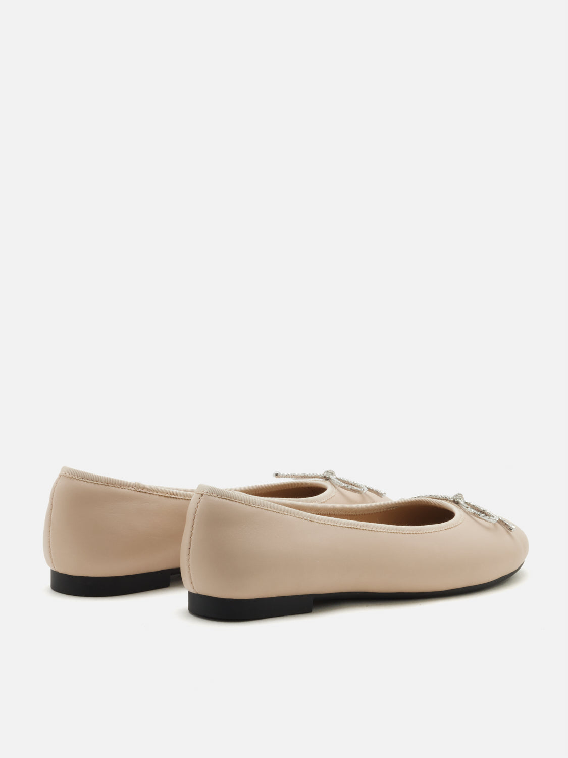 PAZZION, Rivelia Crystal Bow Leather Flats, Almond