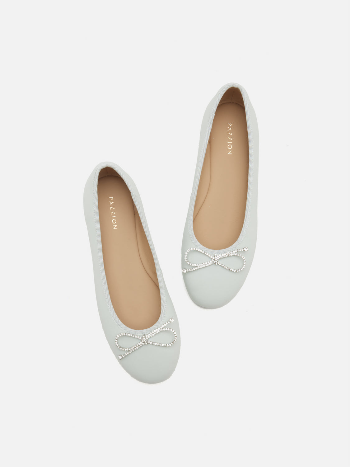 PAZZION, Rivelia Crystal Bow Leather Flats, Lightblue