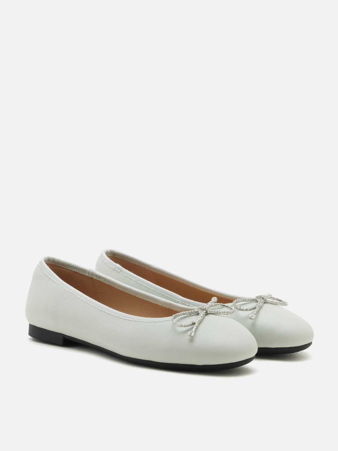 PAZZION, Rivelia Crystal Bow Leather Flats, Lightblue