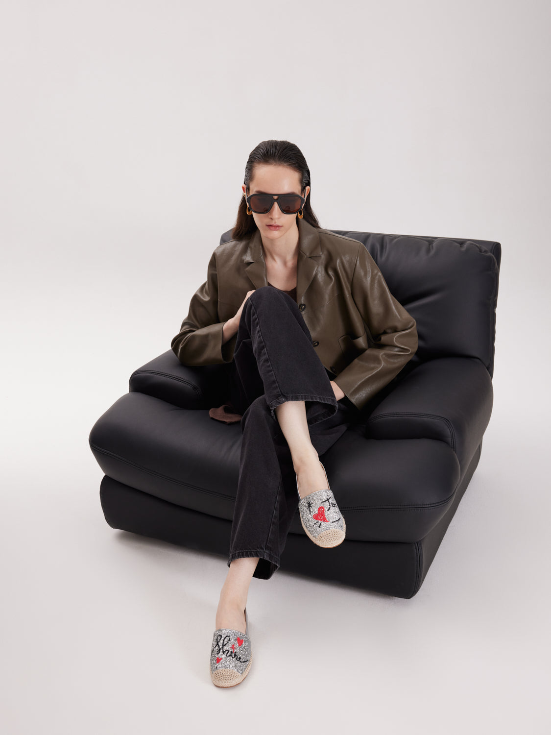 PAZZION, Rivka Glitter Espadrilles, Silver