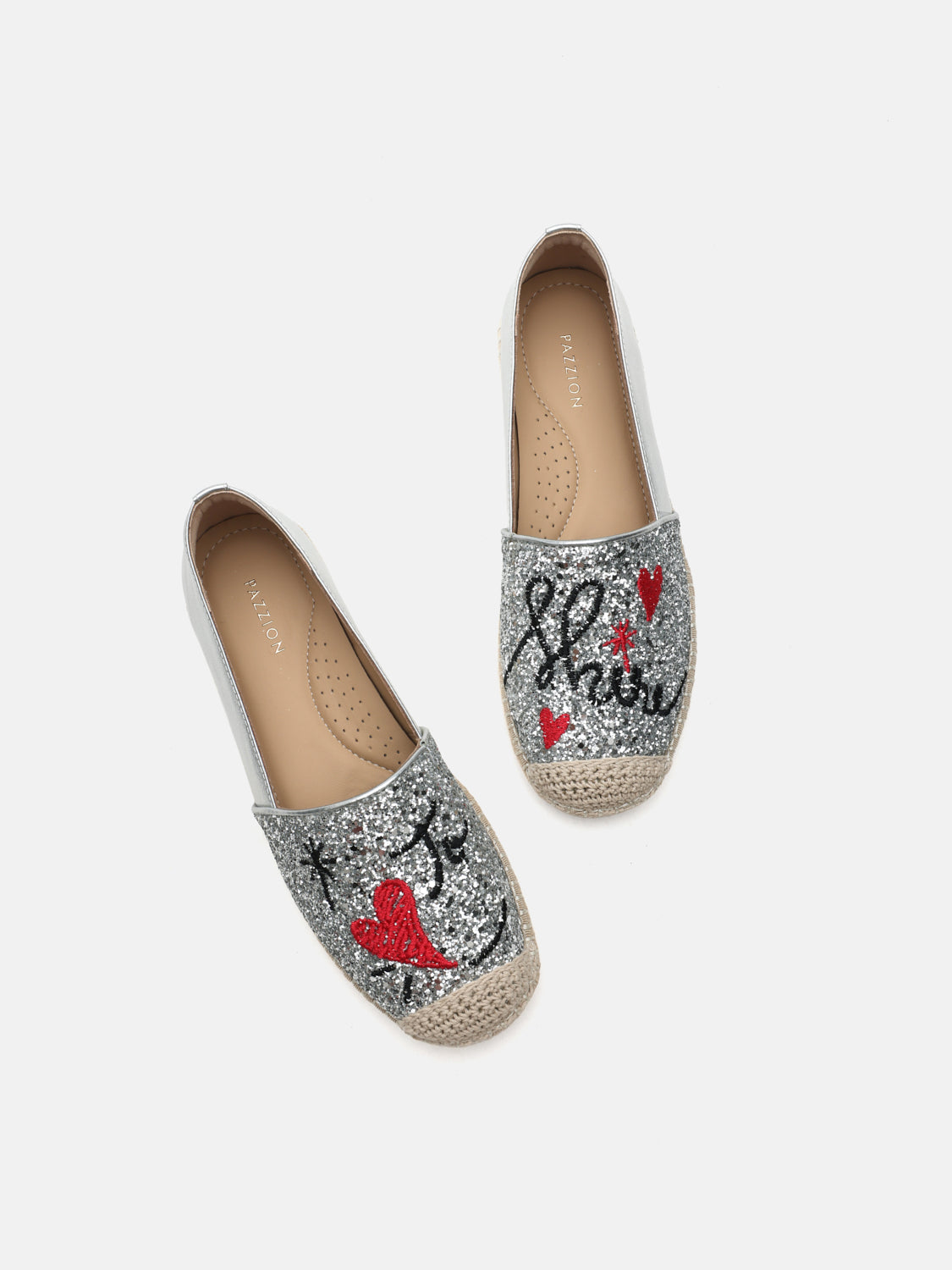 PAZZION, Rivka Glitter Espadrilles, Silver